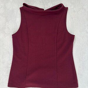 Banana Republic XS Burgundy Funnel Neck Princess Seam Ponte Top
